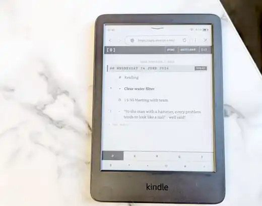 ShortJo running on a Kindle e-ink reader